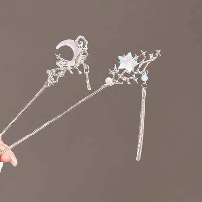 Vintage Moonstone Star and Moon Hairpin for Women