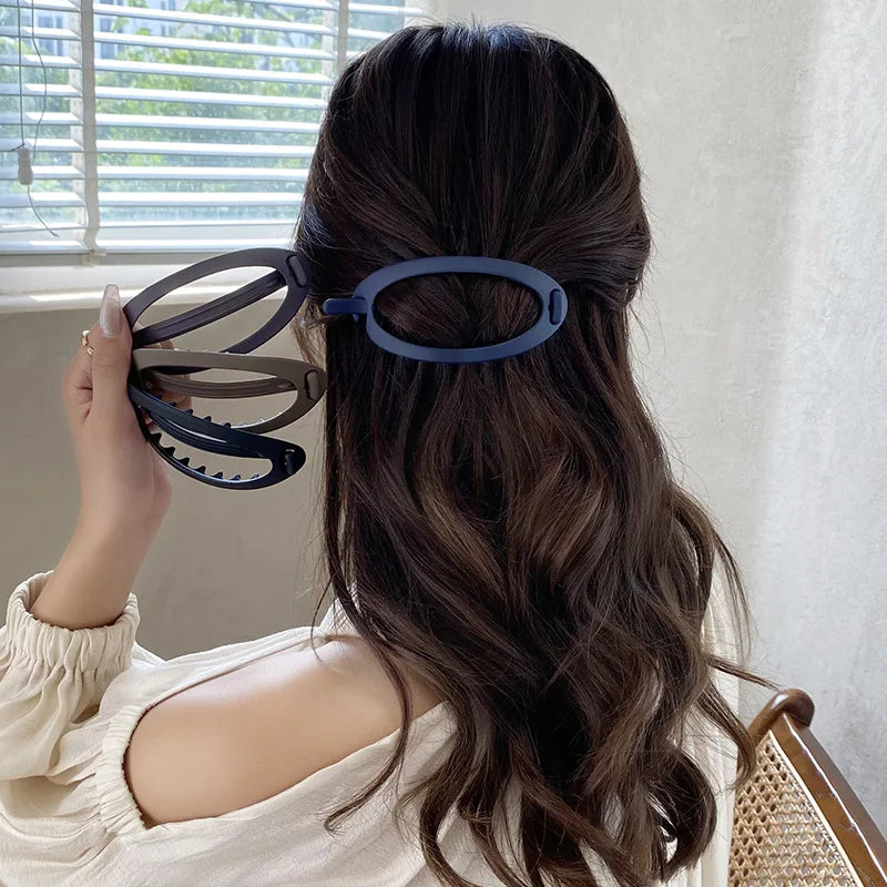 New Frosted Oval Hair Clip - Elegant Women's Hair Accessory