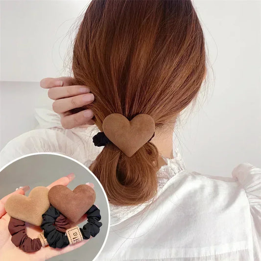 Heart-shaped hair tie, cute bowknot for women