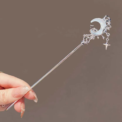 Vintage Moonstone Star and Moon Hairpin for Women