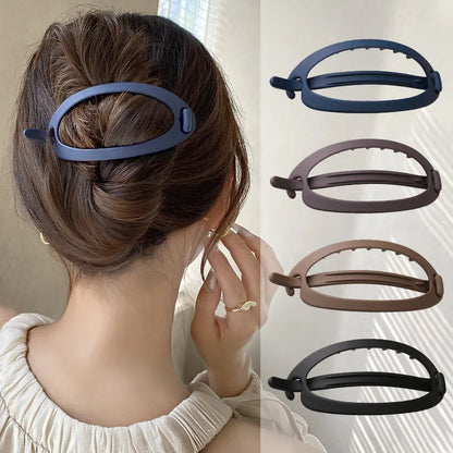 New Frosted Oval Hair Clip - Elegant Women's Hair Accessory