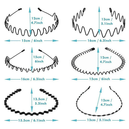 6pcs Set Unisex Wavy Metal Headbands