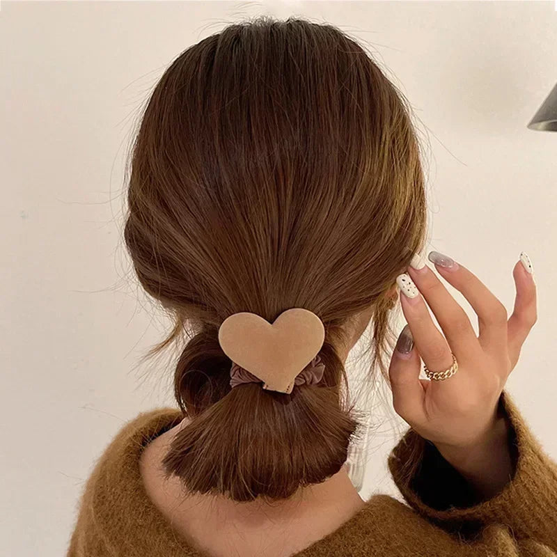 Heart-shaped hair tie, cute bowknot for women