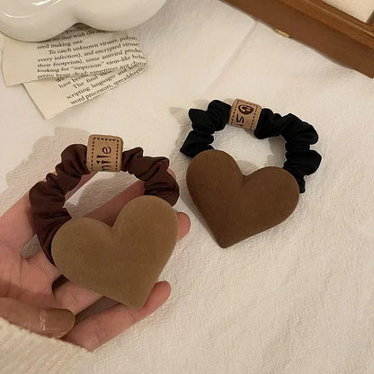 Heart-shaped hair tie, cute bowknot for women