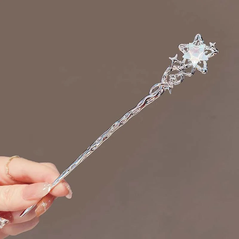 Vintage Moonstone Star and Moon Hairpin for Women