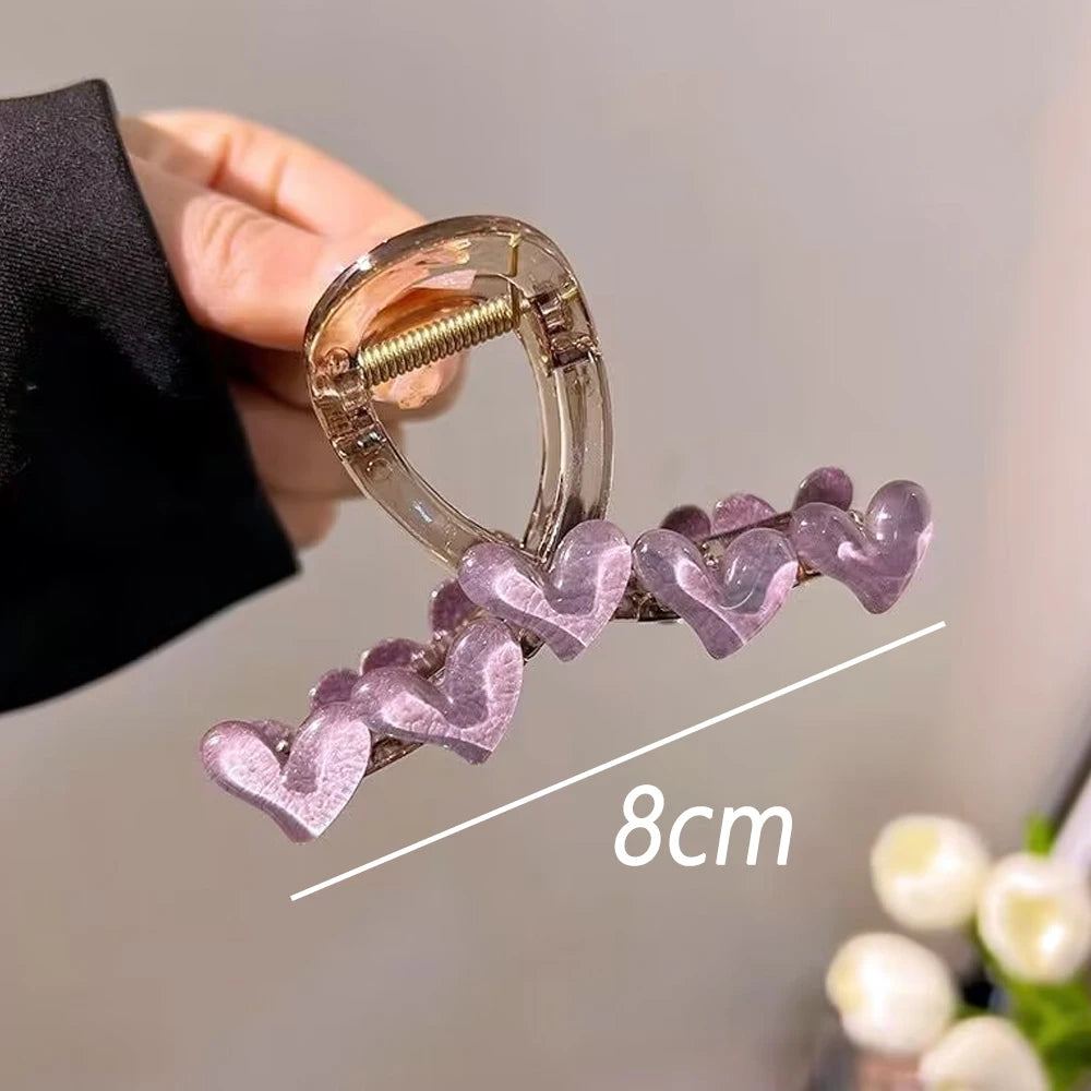 Jelly Heart Cross Hair Claw Clip Non-Slip